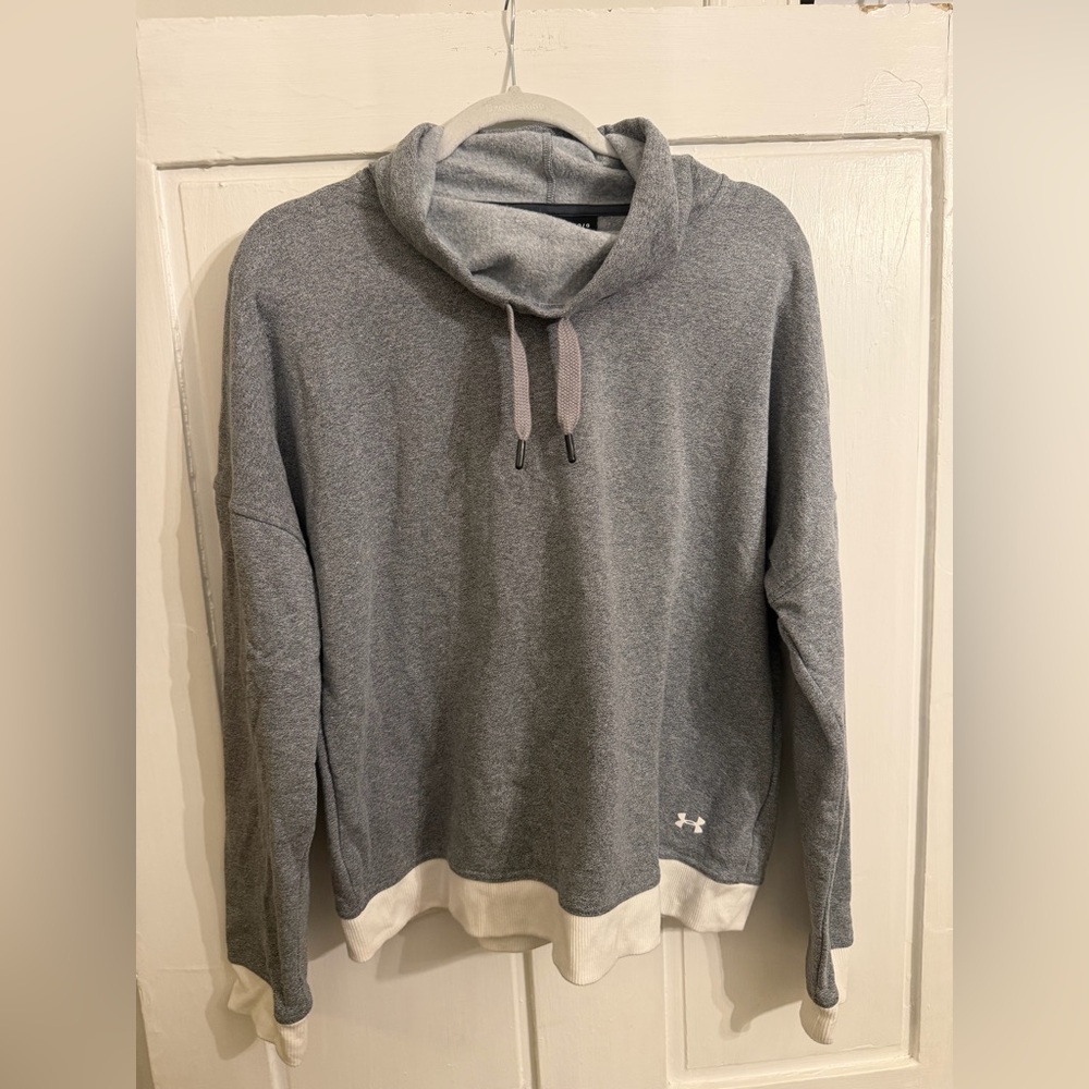 Under Armour Heather Gray Cowl neck with White Accents